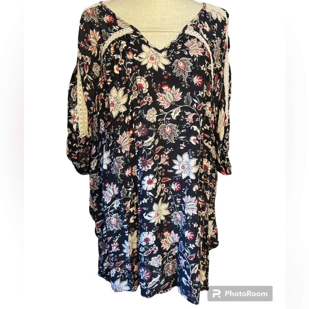 Take Two Floral Black, Cream, Red Blouse